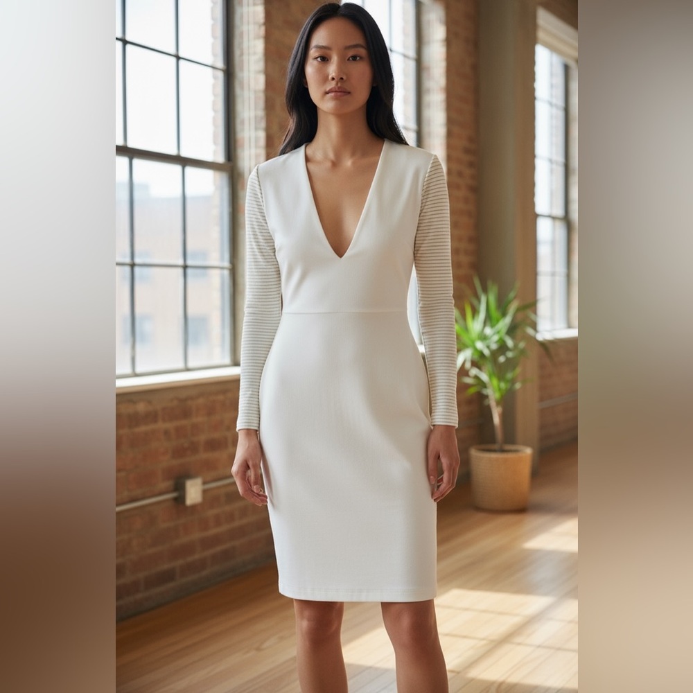 AQ/AQ Belle Mini White Long Sleeve Dress – Size US 8 / UK 12 - Picture 5 of 12
